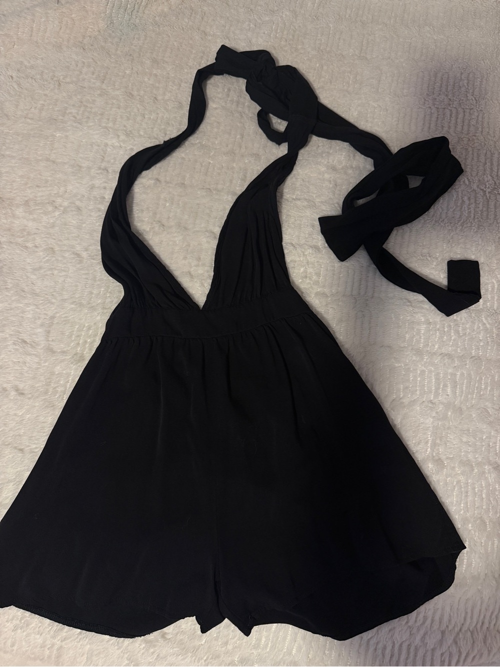 Black Halter Romper Dress - Women
